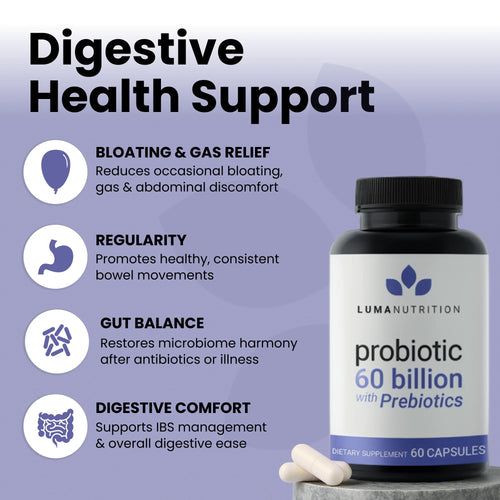 Probiotics 60 Billion CFU with Prebiotics - Probiotics for Women - Probiotics for Men - Formulated for Digestive Health - 60 Capsules